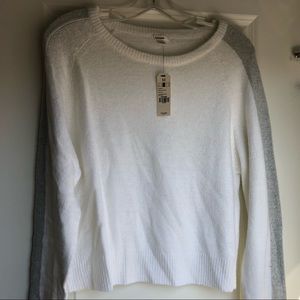 White sweater grey stripe